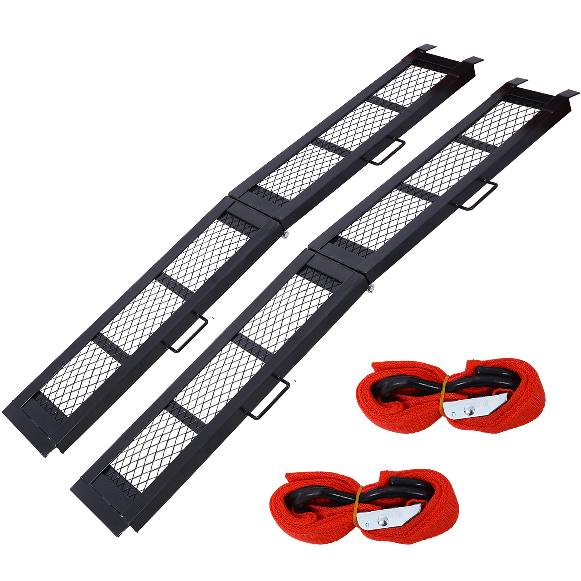 BlackTeck Foldable Steel Loading Ramps — 80in., 800-Lb. Capacity, Portable, Black, Pair, Model# NTE-W465S00033